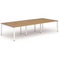Impulse 6 Person Bench Desk, Back to Back, 6 x 1400mm (800mm Deep), White Frame, Oak