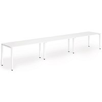 Impulse 3 Person Bench Desk, Side by Side, 3 x 1600mm (800mm Deep), White Frame, White
