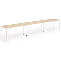 Impulse 3 Person Bench Desk, Side by Side, 3 x 1600mm (800mm Deep), White Frame, Maple