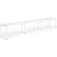 Impulse 3 Person Bench Desk, Side by Side, 3 x 1400mm (800mm Deep), White Frame, White