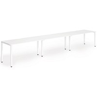 Impulse 3 Person Bench Desk, Side by Side, 3 x 1200mm (800mm Deep), White Frame, White