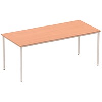Impulse Rectangular Table, 1800mm, Beech, Silver Box Frame Leg