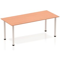 Impulse Rectangular Table, 1800mm, Beech, Silver Post Leg