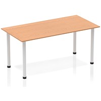 Impulse Rectangular Table, 1400mm, Oak, Silver Post Leg