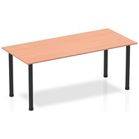 Impulse Rectangular Table, 1800mm, Beech, Black Post Leg