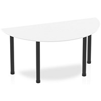 Impulse 1600mm Semi-circular Table, White, Black Post Leg