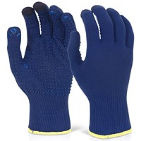 Beeswift Touch Screen Knitted Gloves, Blue, 2X, Large, Pack of 10