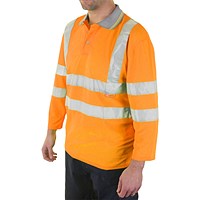 Beeswift Plant Operators 3/4 Sleeve Polo Shirt, Orange, Large