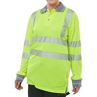 Beeswift High Visibility Executive Long Sleeve Polo Shirt, Saturn Yellow, 5XL