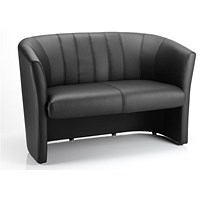 Neo Twin Seat Leather Tub Sofa, Black