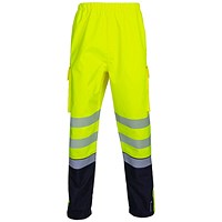 Beeswift Deltic Hi-Vis Two Tone Overtrousers, Saturn Yellow & Navy Blue, Large