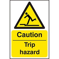 B-Safe Caution Trip Hazard Sign, 200x300mm, Self Adhesive, Pack of 5