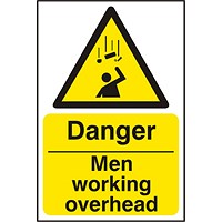 B-Safe Danger Men Working Overhead Sign, 200x300mm, PVC, Pack of 5