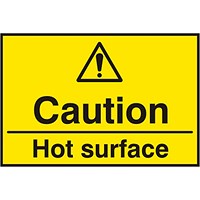 B-Safe Caution Hot Surface Sign, 75x50mm, Self Adhesive, Pack of 5