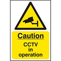 B-Safe Caution Cctv In Operation Sign, 200x300mm, Self Adhesive, Pack of 5