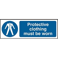 B-Safe Protective Clothing Must Be Worn Sign, 300x100mm, PVC, Pack of 5