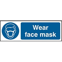 B-Safe Wear Face Mask Sign, 300x100mm, PVC, Pack of 5