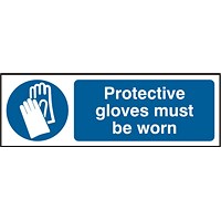 B-Safe Protective Gloves Must Be Worn Sign, 300x100mm, PVC, Pack of 5