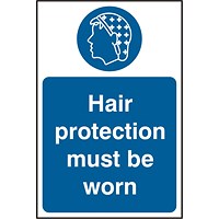 B-Safe Hair Protection Must Be Worn Sign, 200x300mm, Self Adhesive, Pack of 5