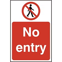 B-Safe No Entry Sign, 200x300mm, Self Adhesive, Pack of 5