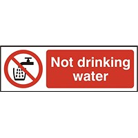 B-Safe Not Drinking Water Sign, 75x150mm, Self Adhesive, Pack of 5