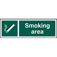 B-Safe Smoking Area Sign, 300x100mm, PVC, Pack of 5
