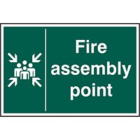 B-Safe Fire Assembly Point Sign, 300x200mm, PVC, Pack of 5