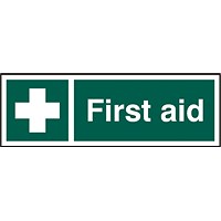 B-Safe First Aid Sign, 300x100mm, PVC, Pack of 5