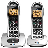 BT Bt4000 Twin Big Button DECT Cordless Phone Silver/Black 069265