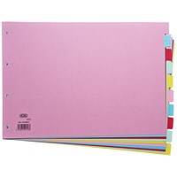 Elba Subject Dividers, 10-Part, Blank Multicolour Tabs, A3, Multicolour