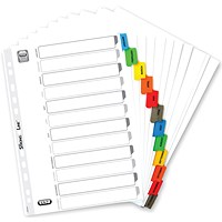 Elba Reinforced Board Index Dividers, Jan-Dec, Multicolour Tabs, A4, White