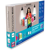 Elba Polyvision Maxi Presentation Ring Binder, A3, 4 D-Ring, 30mm Capacity, Landscape, Pack of 5