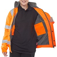 Beeswift High Visibility Fleece Lined Bomber Jacket, Orange, 4XL