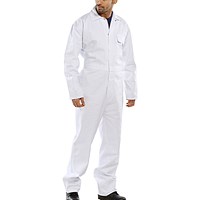 Beeswift Cotton Drill Boilersuit, White, 48