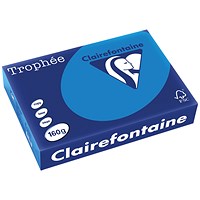 Clairfontaine Trophee A4 Coloured Card, Intensive Blue, 160gsm, Ream (250 Sheets)