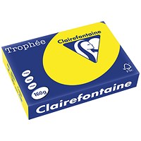 Clairfontaine Trophee A4 Coloured Card, Intensive Yellow, 160gsm, Ream (250 Sheets)