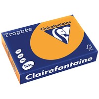 Clairfontaine Trophee A4 Coloured Card, Orange, 160gsm, Ream (250 Sheets)