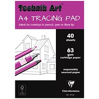 Clairefontaine Technik Art Tracing Pad, A4, 63gsm, 40 Sheets