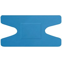 Hygioplast Detectable Knuckle Plasters, 74x38mm, Blue, Pack of 50