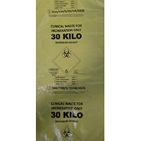 Click Medical Adr Clinical Waste Bags, 30Kg, Yellow, Pack of 100