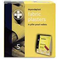 Dependaplast Fabric Plasters, 40 Plasters to a Wallet, Pack of 5