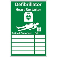 Click Medical Defibrillator Trained Personnel Sign, 200x300mm, PVC