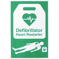 Click Medical Defibrillator Sign, 200x300mm, PVC