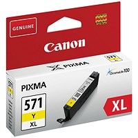 Canon CLI-571XL Inkjet Cartridge High Yield Yellow 0334C001