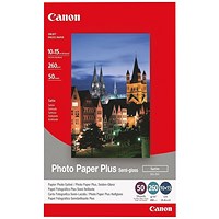 Canon 100mm x 150mm Photo Paper Plus, Semi-Gloss, 260gsm, Pack of 50