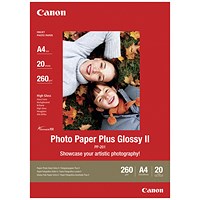 Canon A4 Photo Paper Plus, Glossy, 260gsm, Pack of 20