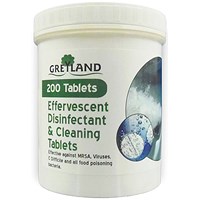 Effervescent Chlorine Disinfectant and Cleaning Tablets, White, Pack of 200
