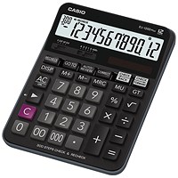 Casio Desktop Calculator, 12 Digit, Solar and Battery Power, Black