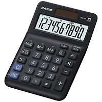 Casio MS-10F Desk Calculator, 10 Digit, Solar and Battery Power, Black