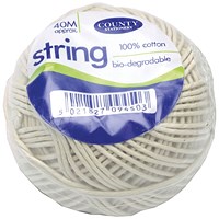 County Cotton String Ball Medium 40m Biodegradable (Pack of 12) C172